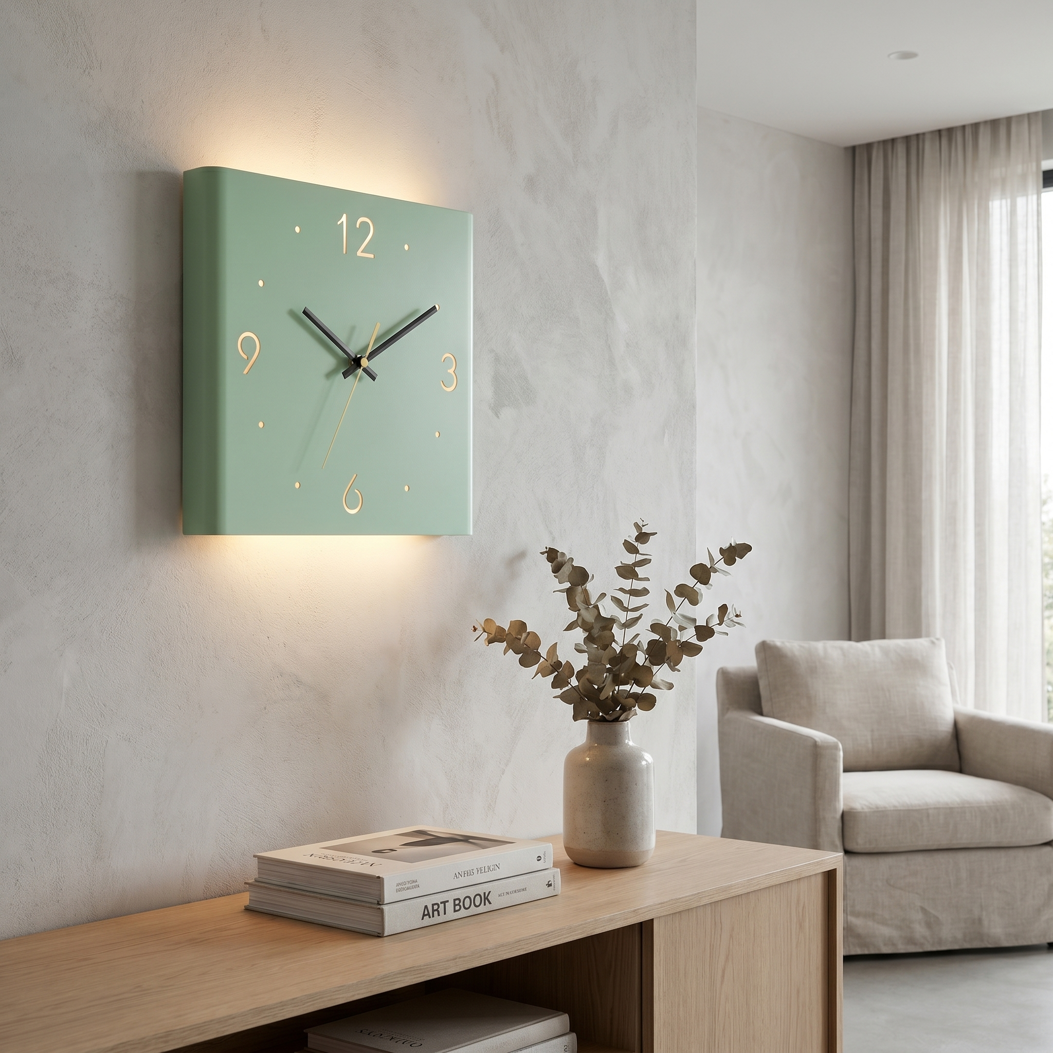 Wall Clock Lamp, Metal and Acrylic, Motion Sensor, USB and Battery