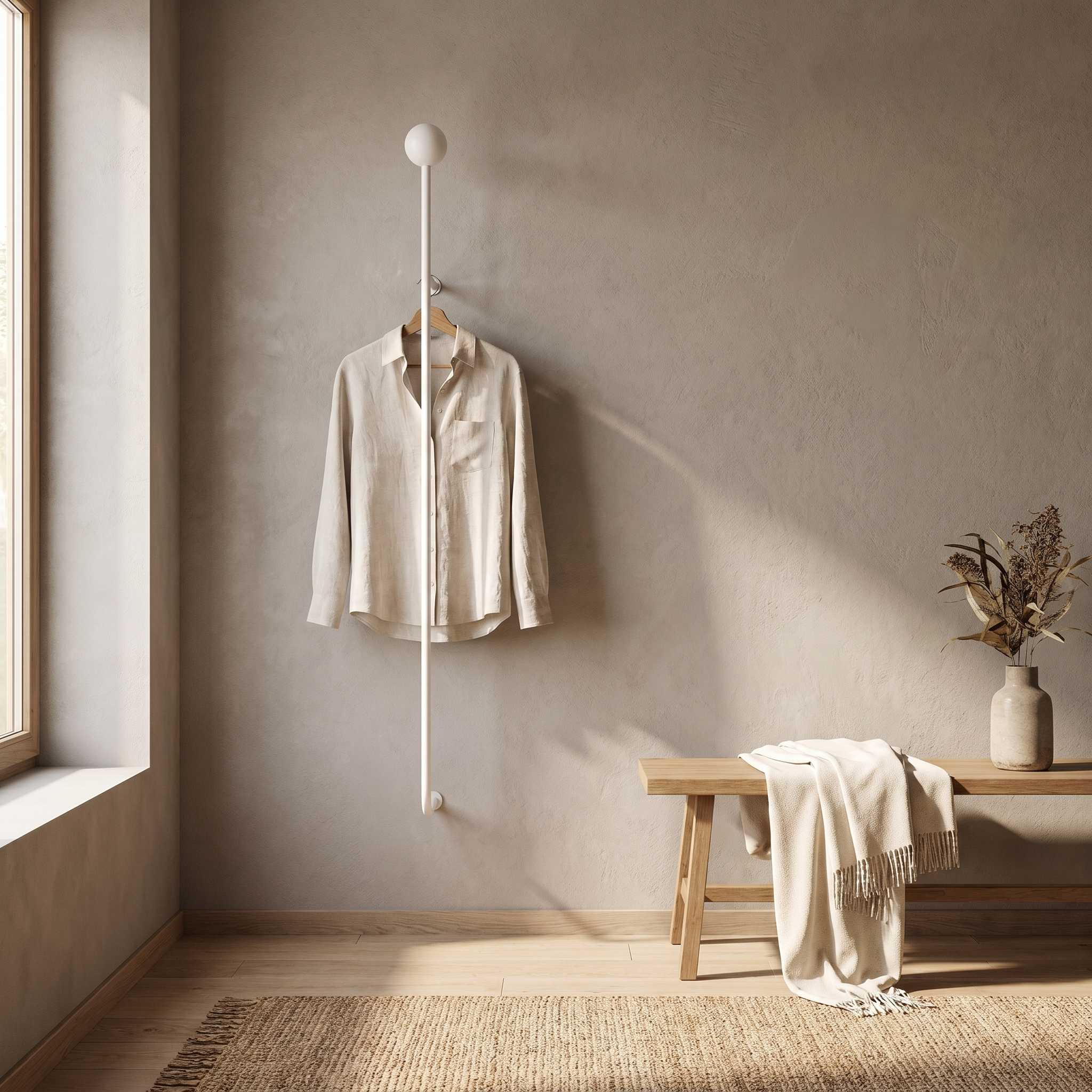 Wall-Mounted Clothes Rack, Iron, Six Hooks, White, Black, or Gold