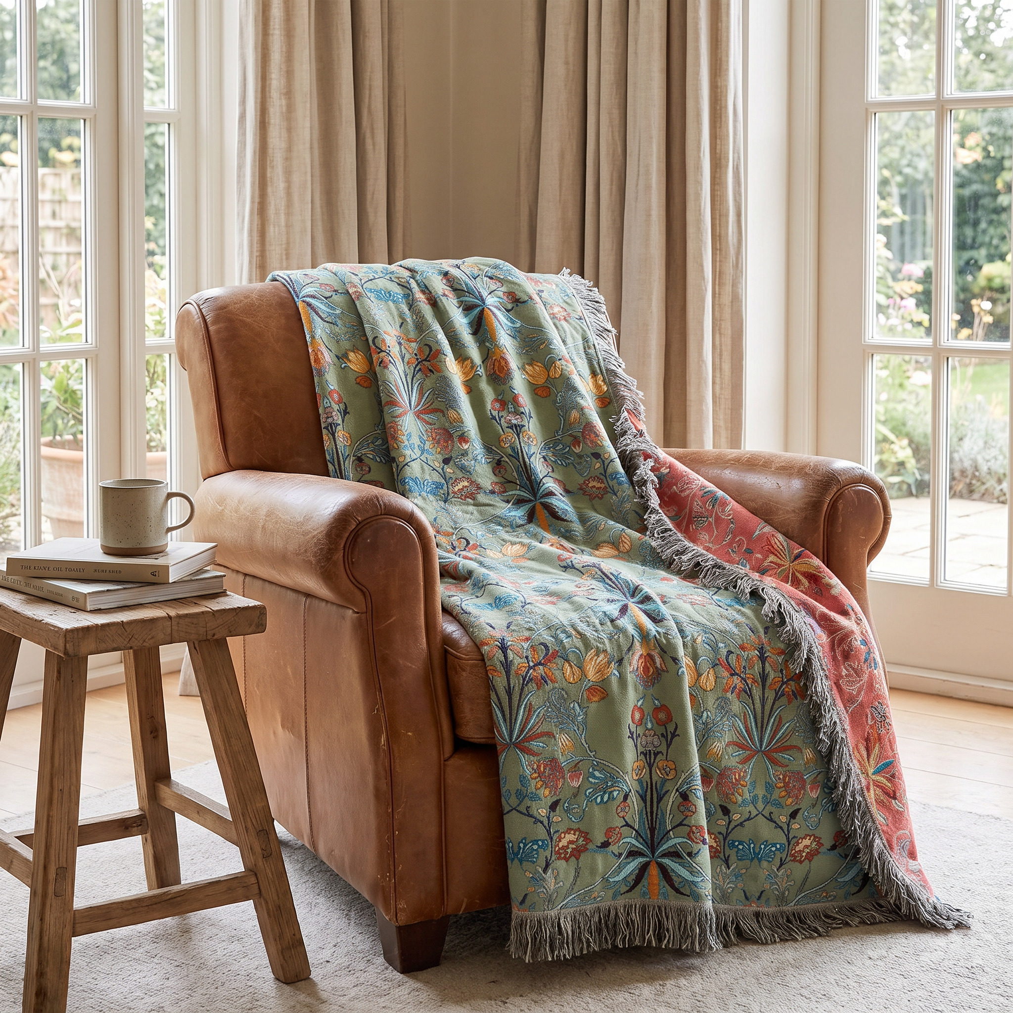 Wild Petal Reversible Cotton Throw Bedspread, Floral