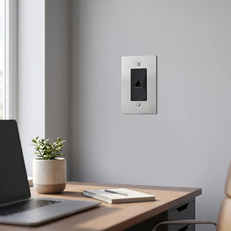 Brass Wall Plate, TV, Phone and Internet, Retro Panel