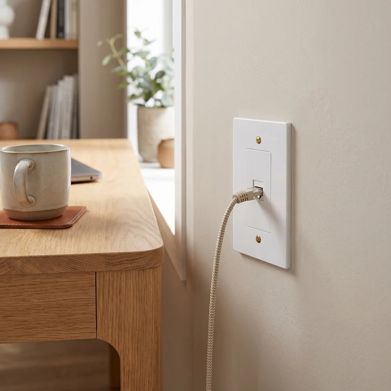 Brass Wall Plate, TV, Phone and Internet, Retro Panel