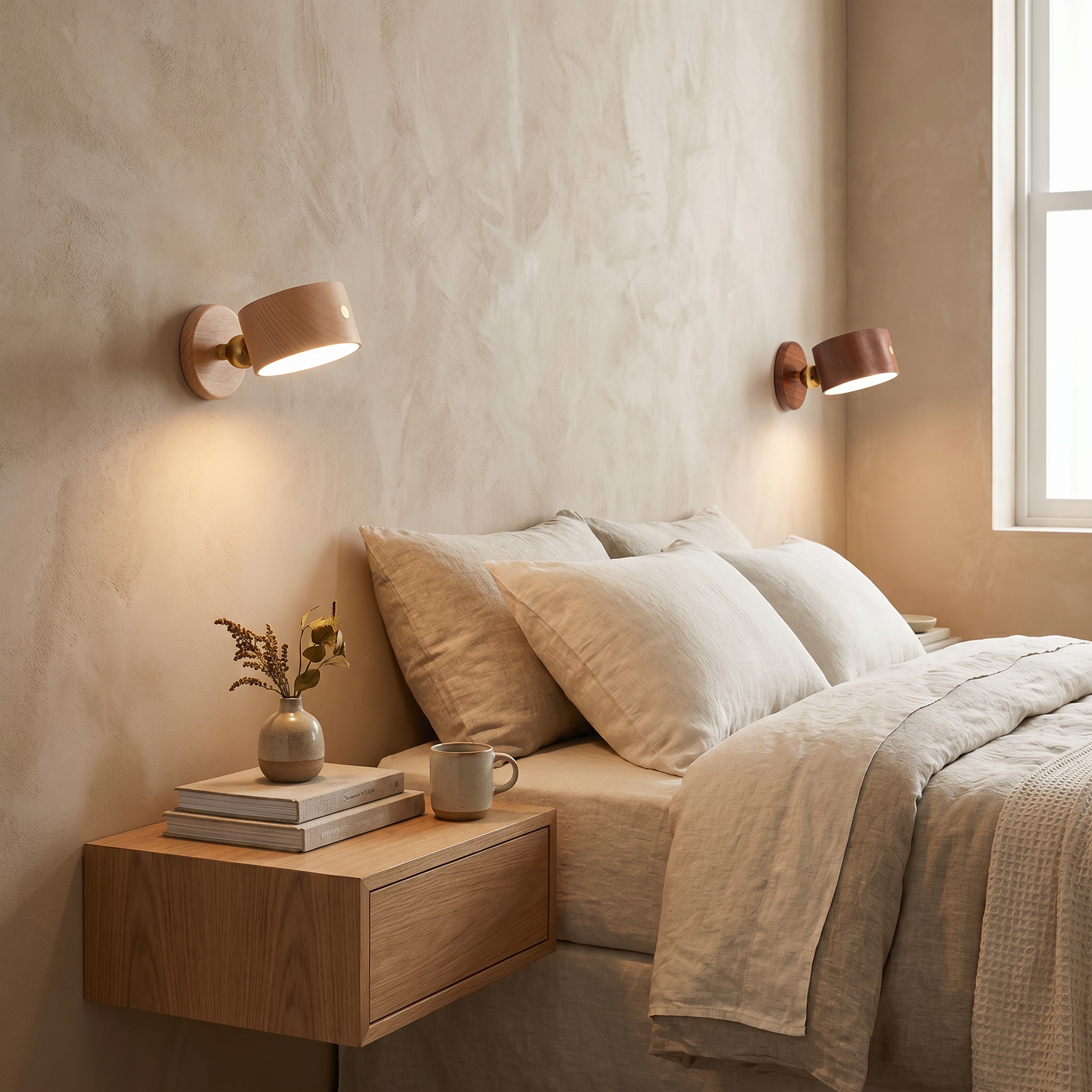 Wooden USB Rechargeable Touch Wall Sconce, 4W LED, Beech or Sapele Wood